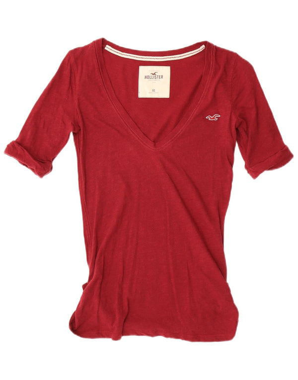 Hollister T-Shirt Femme Top UK 6 XS Rouge Coton