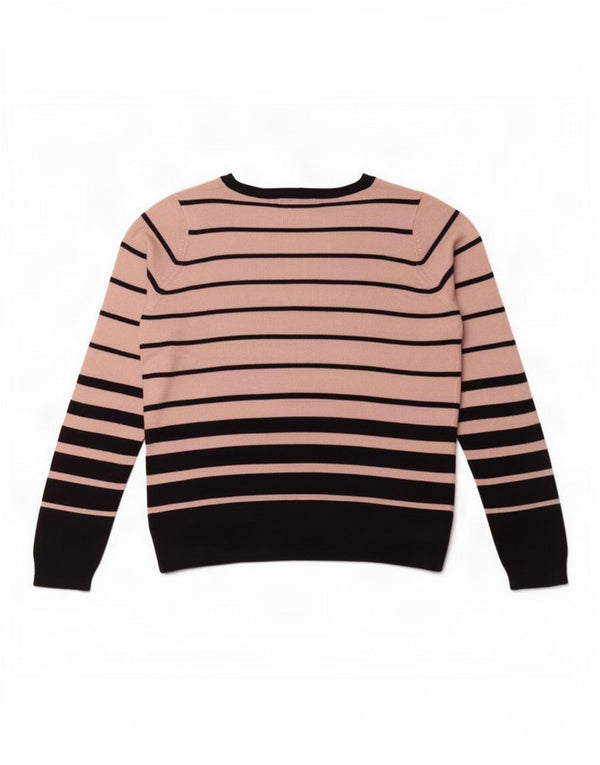 Marks & Spencer Pull col en V pour femme UK 14 Large Rose Rayé