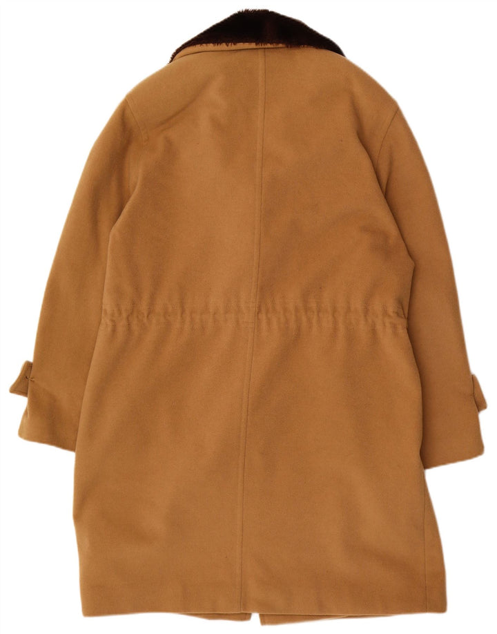 VINTAGE Duffle Coat Femme UK 14 Laine Beige Moyen