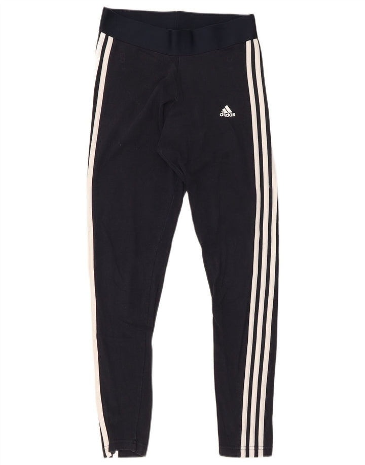 ADIDAS Leggings Femme UK 8/10 Petit Bleu Marine