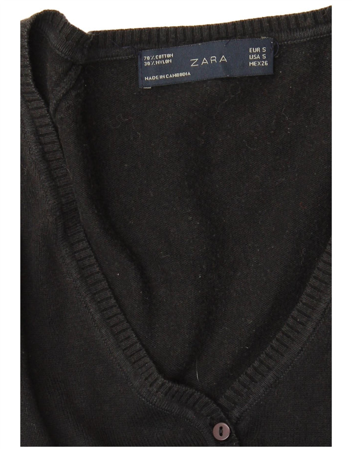 Zara Cardigan Femme Pull UK 10 Petit Noir