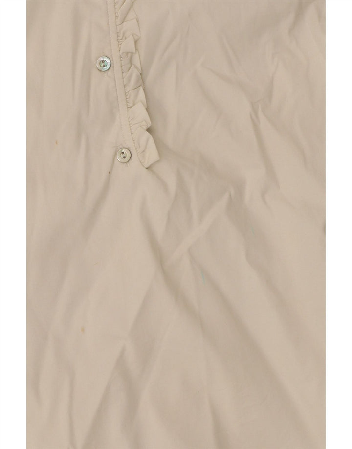 Zara Chemise pull à volants sur le devant pour femme UK 8 Petit coton blanc