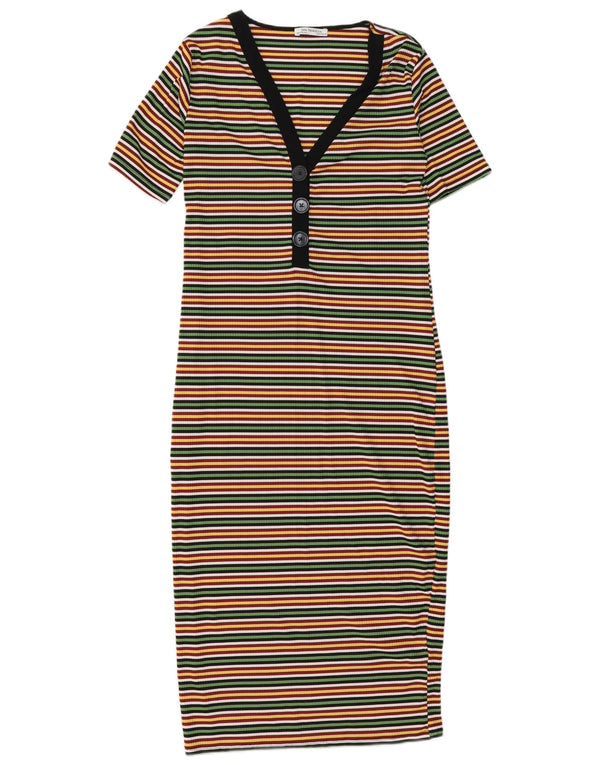 Zara Femme Trafaluc T-Shirt Robe UK 10 Petit Rayé Multicolore