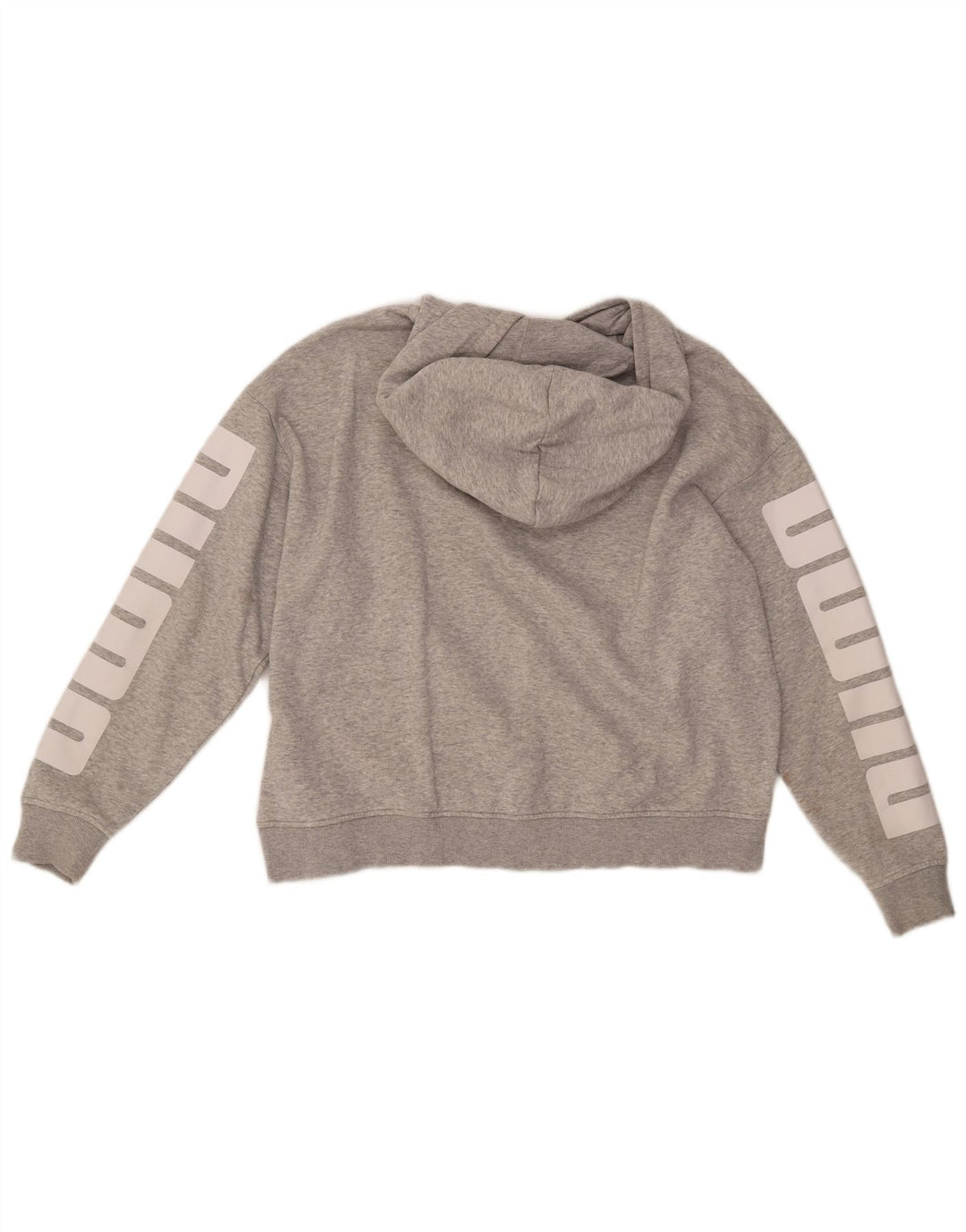 PUMA Pull à capuche surdimensionné graphique pour femme UK 16 Large Gris Coton