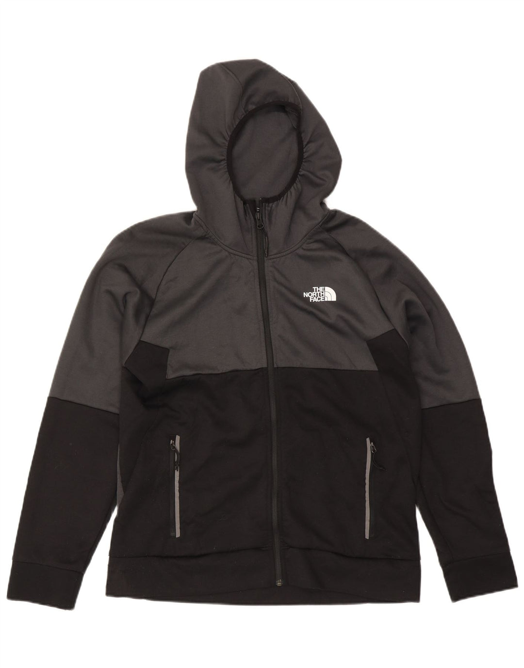 The North Face Pull à capuche zippé pour homme Large Gris Colorblock Polyester