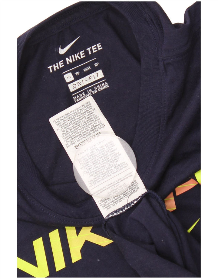 NIKE Hommes Dri Fit Graphic T-Shirt Top XS Bleu Marine Polyester