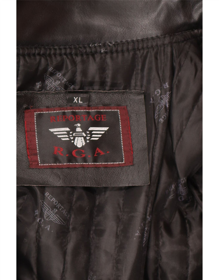 REPORTAGE Manteau en cuir pour homme UK 42 XL Noir