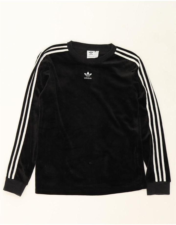ADIDAS Womens Fleece Sweatshirt Jumper UK 8 Small Black Polyester Vintage Adidas and Second-Hand Adidas from Messina Hembry 
