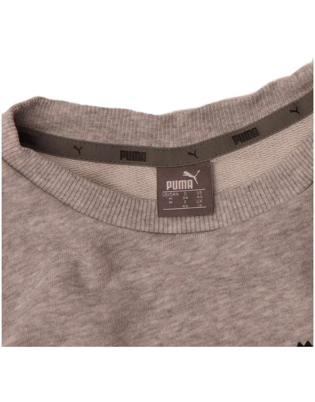 Puma Sweat-shirt graphique pour femme UK 12 Gris moyen chiné en coton