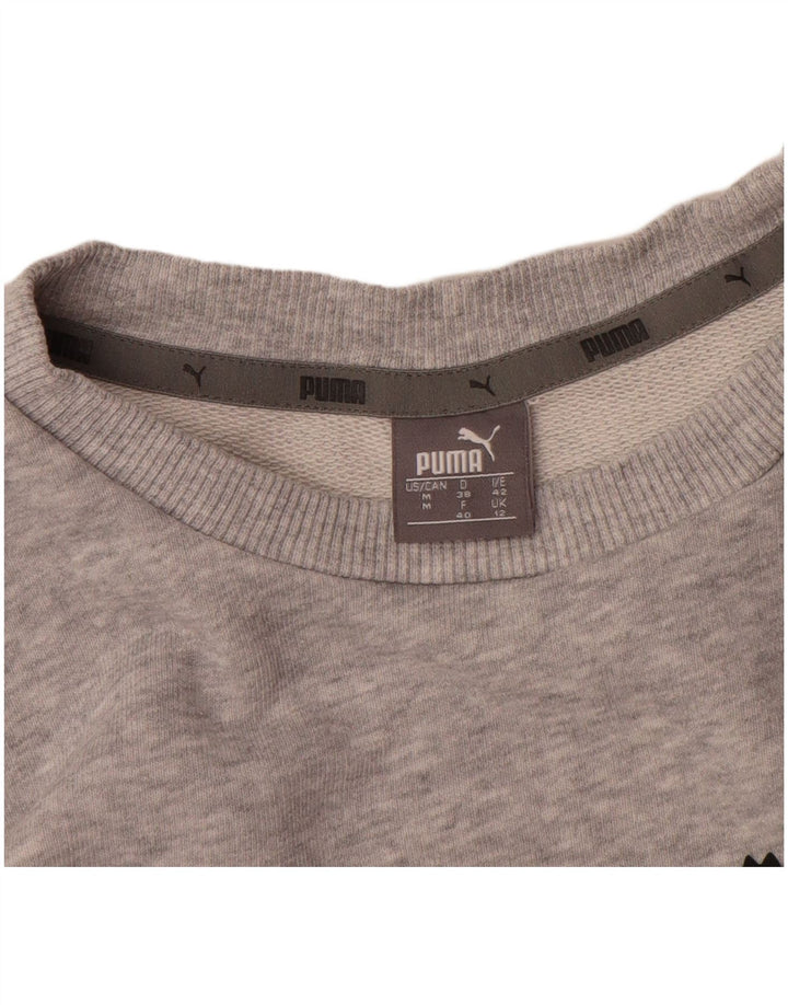 Puma Sweat-shirt graphique pour femme UK 12 Gris moyen chiné en coton