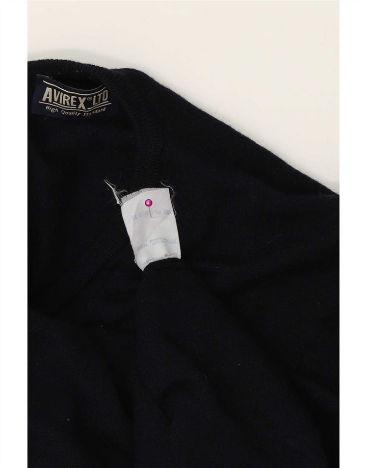 Avirex Pull col V pour homme en laine mérinos bleu marine moyen