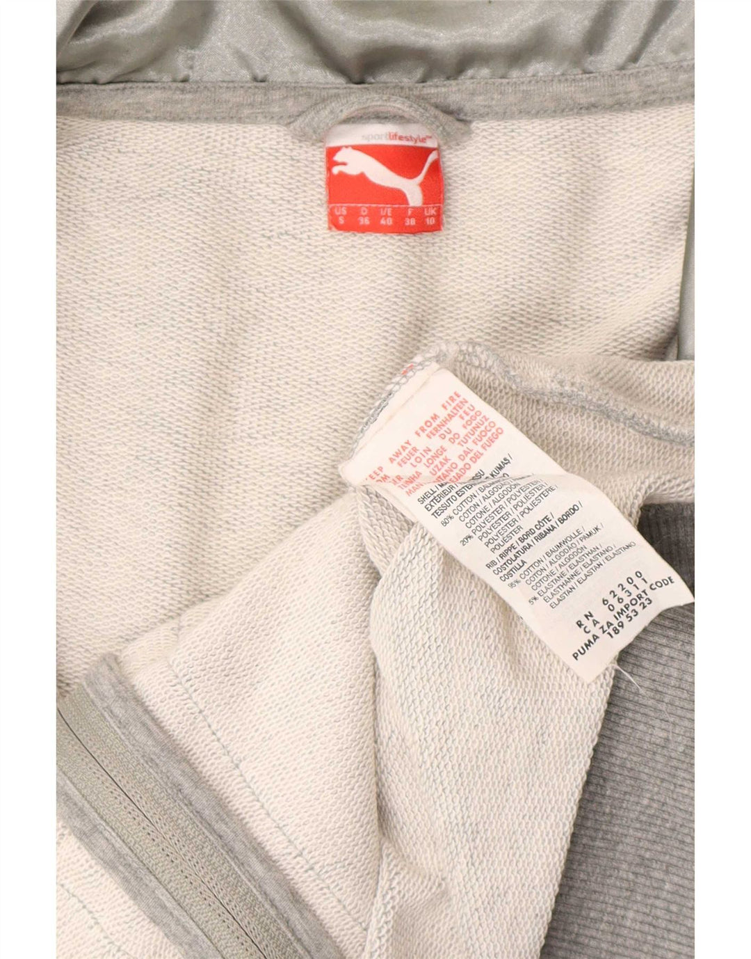 Puma Veste de survêtement pour femme UK 10 Petit coton moucheté gris