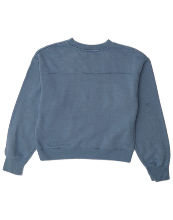 Zara Womens Crop Sweatshirt Jumper UK 10 Petit Bleu Polyester