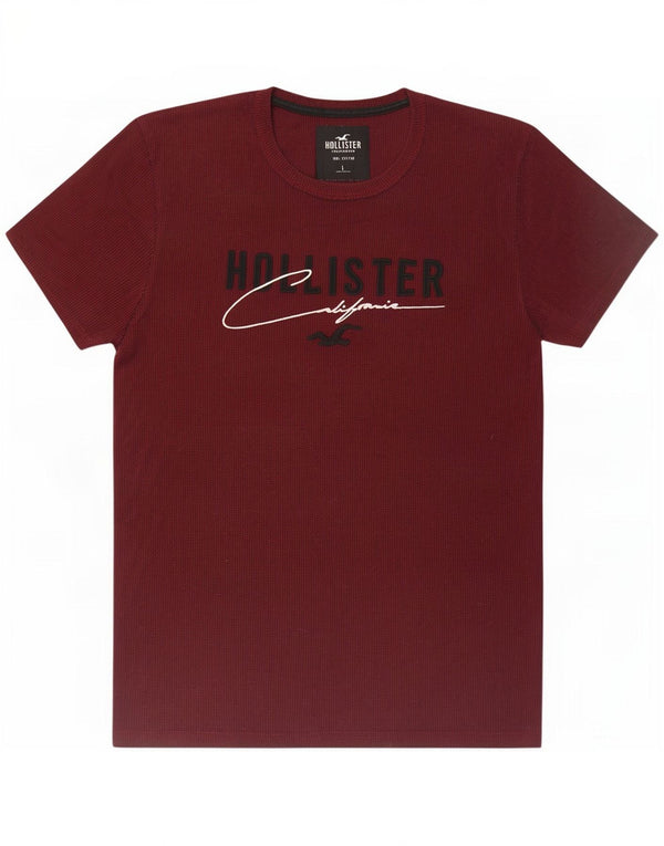 Hollister T-shirt graphique pour hommes, grand, en coton bordeaux