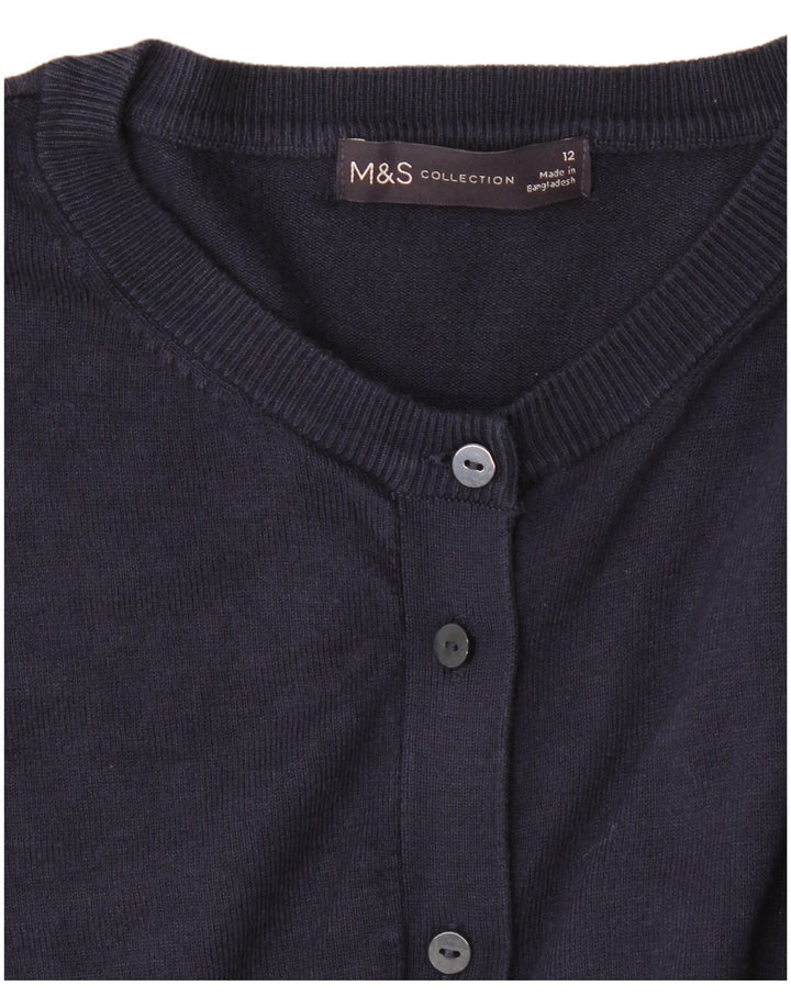 Marks & Spencer Pull Cardigan Femme UK 12 Medium Bleu Marine