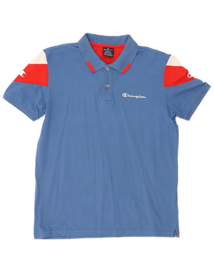 CHAMPION Polo Graphique Homme Petit Bleu Colorblock