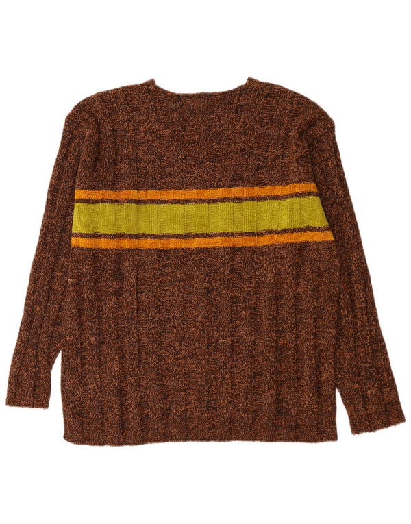 vintage Mens V-Col Jumper Pull Grande Laine Colorblock Marron