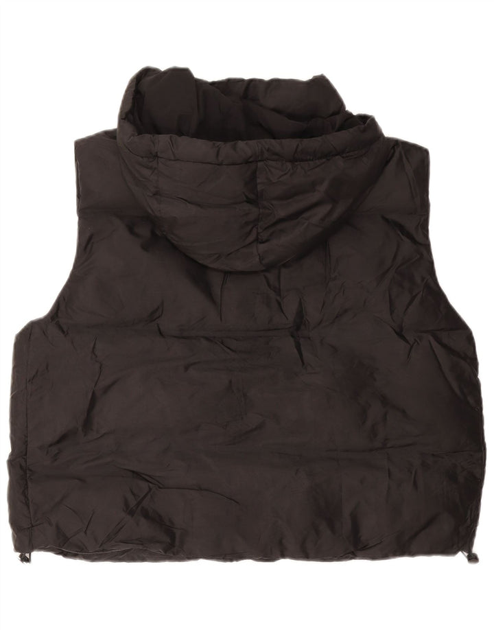ZARA Femme Gilet rembourré à capuche UK 16 Large Noir