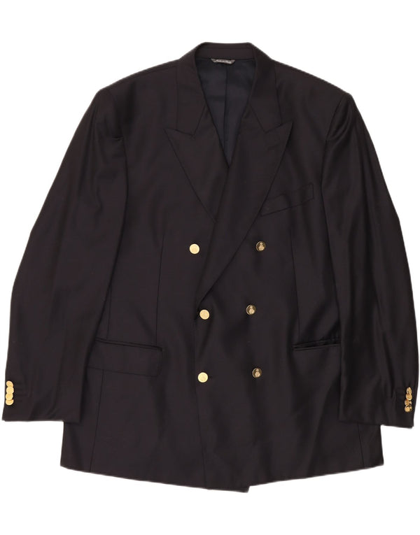 VINTAGE Veste Blazer Double Boutonnage Homme UK 40 Grand Bleu Marine