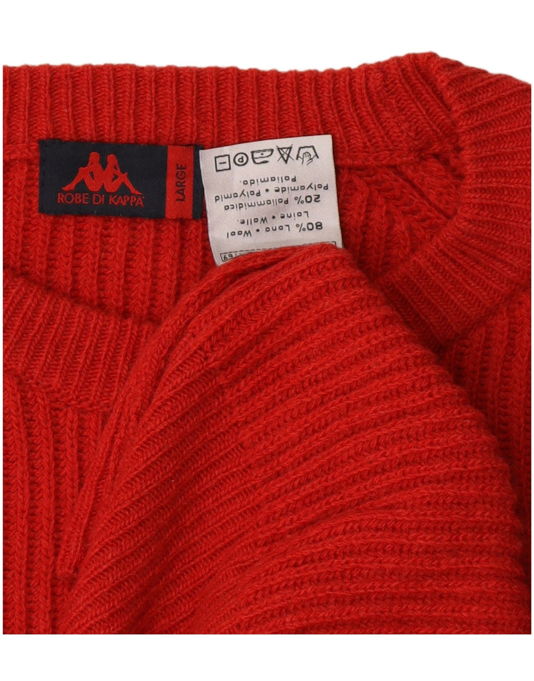 KAPPA Pull à col rond pour homme en laine rouge Large