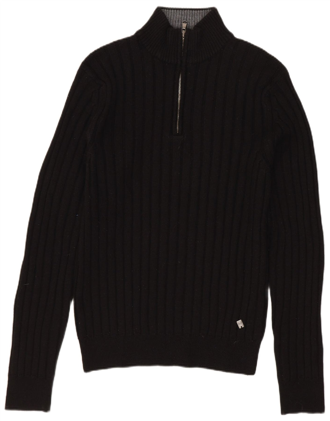 Rifle Pull col zippé pour homme en laine mérinos noir moyen