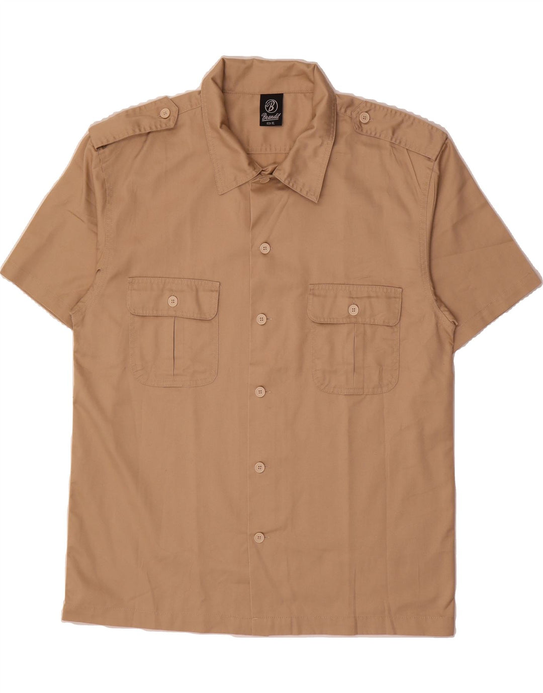 BRANDIT Mens Short Sleeve Military Shirt XL Beige Polyester Vintage Brandit and Second-Hand Brandit from Messina Hembry 