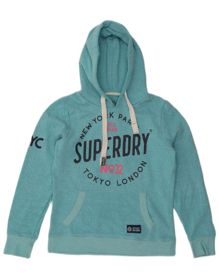 SUPERDRY Pull à capuche London Graphic pour femme UK 10 Petit Bleu Moucheté