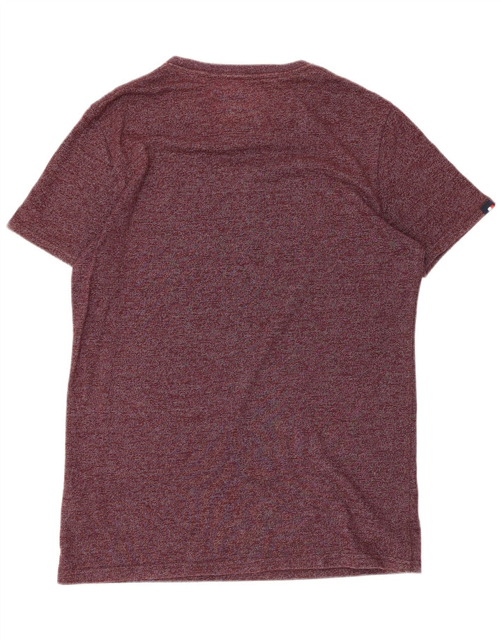 SUPERDRY T-shirt graphique pour hommes en coton à fines rayures bordeaux