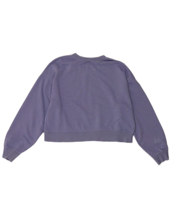 Zara Womens Crop Sweatshirt Jumper UK 12 Coton Violet Moyen