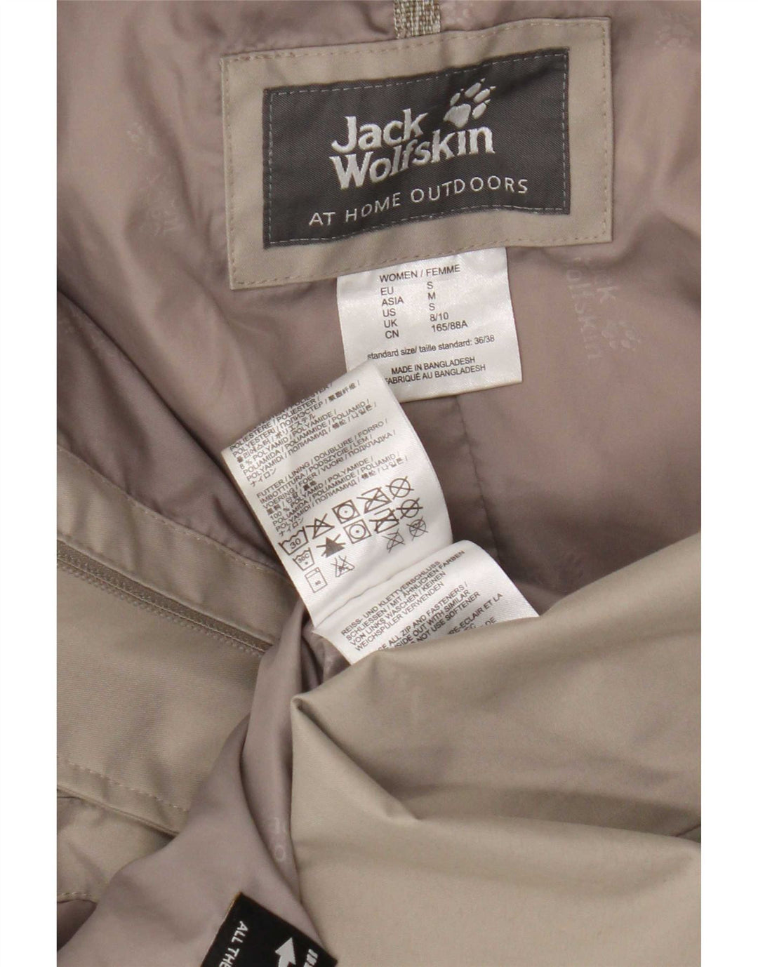 Jack Wolfskin Trench-coat à capuche pour femme UK 8/10 Petit Beige Polyester