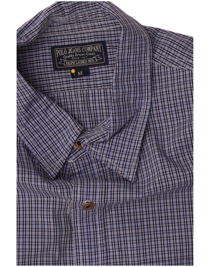 Ralph Lauren Chemise à manches courtes pour hommes en coton à carreaux bleu moyen
