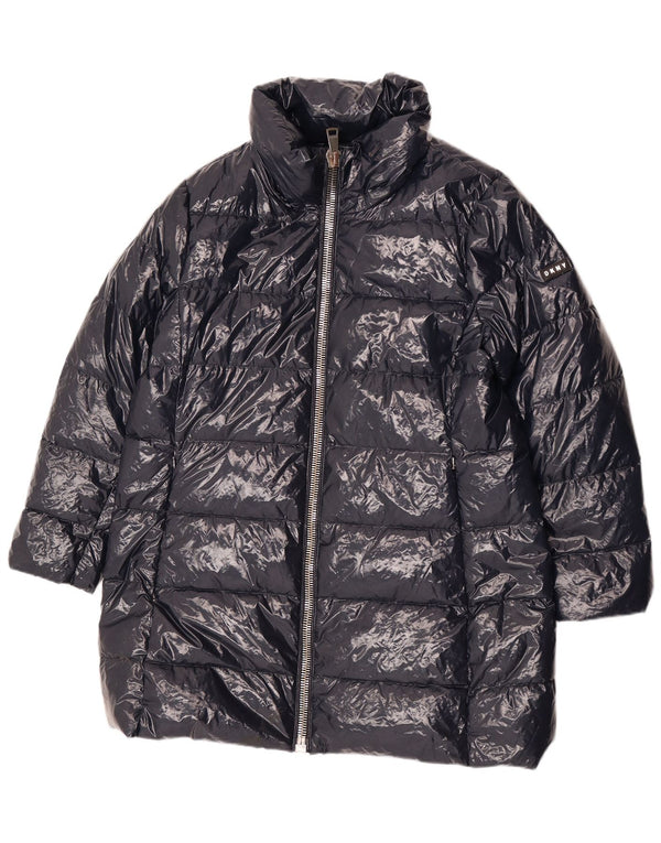 Dkny Womens Padded Coat UK 18 XL Navy Blue Nylon