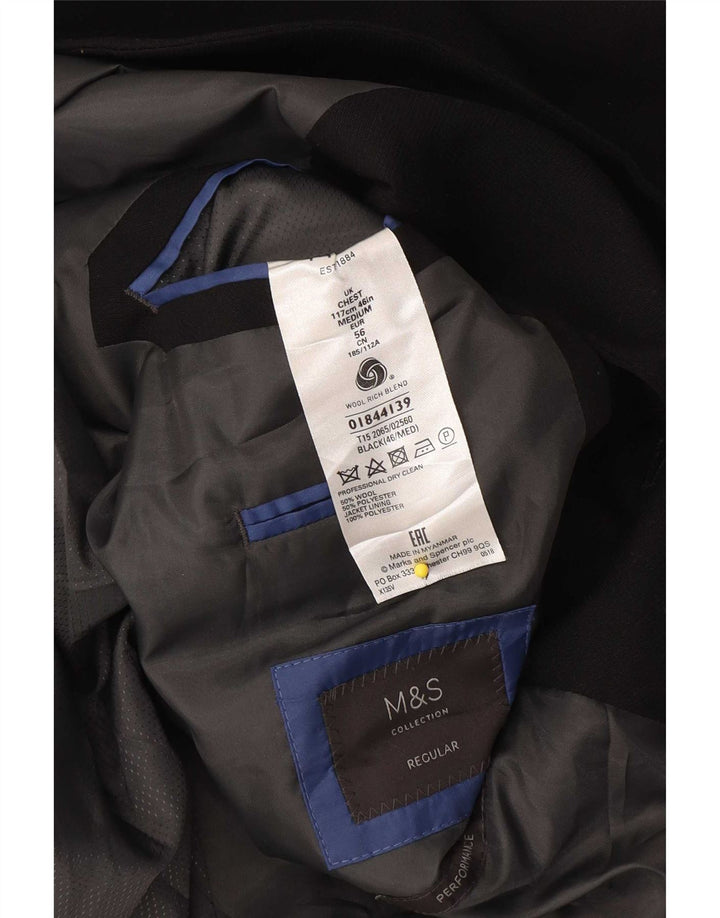 Marks & Spencer Veste blazer régulière à 2 boutons pour homme UK 46 XL Laine noire