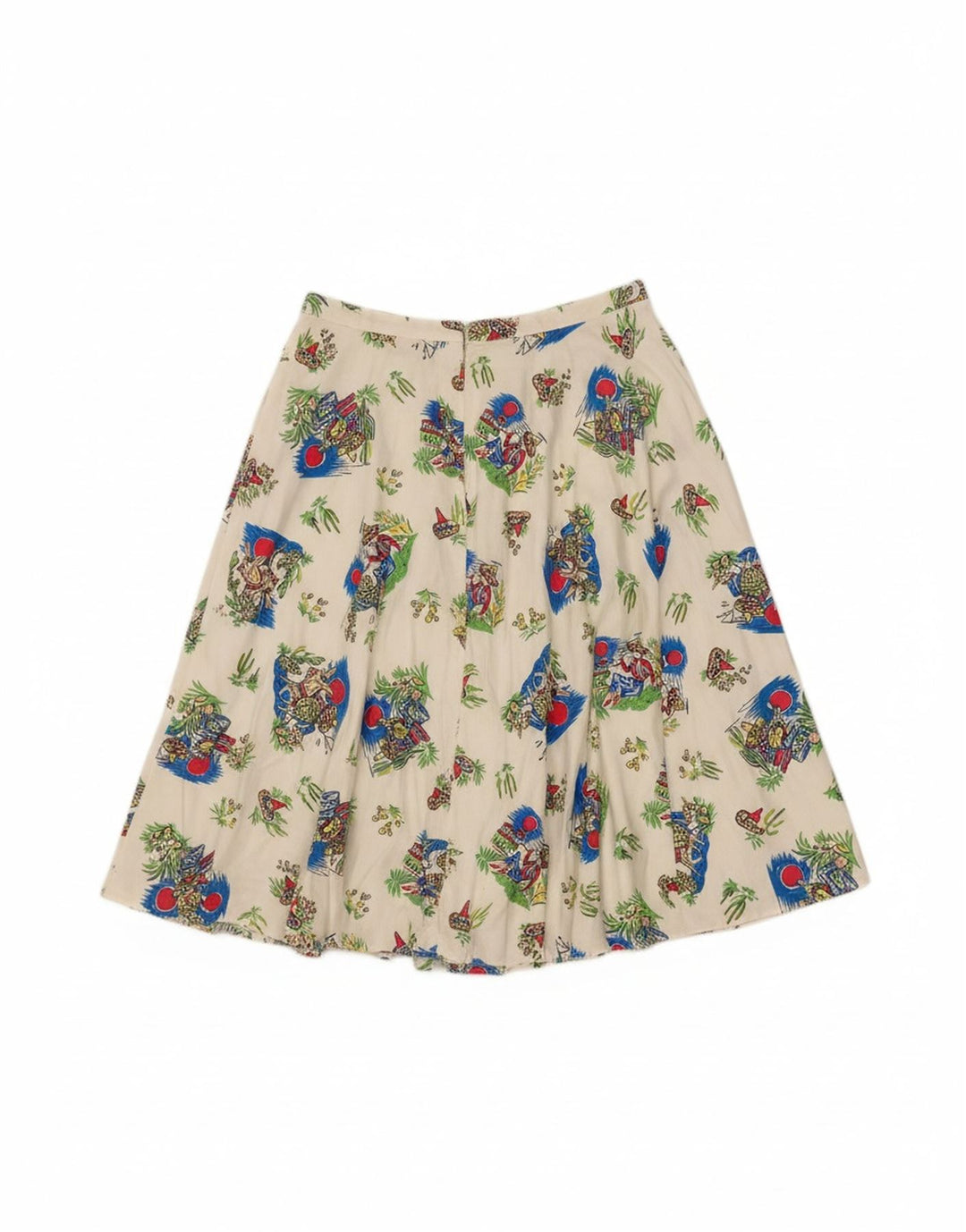 VINTAGE Womens Graphic A-Line Skirt W26 Small White