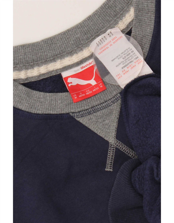 Puma Sweat-shirt graphique en coton color block homme bleu marine moyen