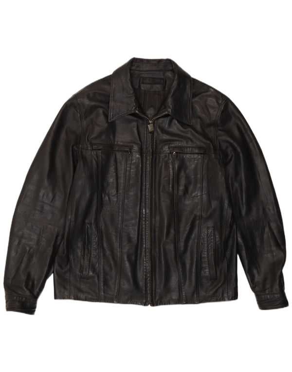 Veste en cuir homme vintage IT 54 2XL Cuir noir