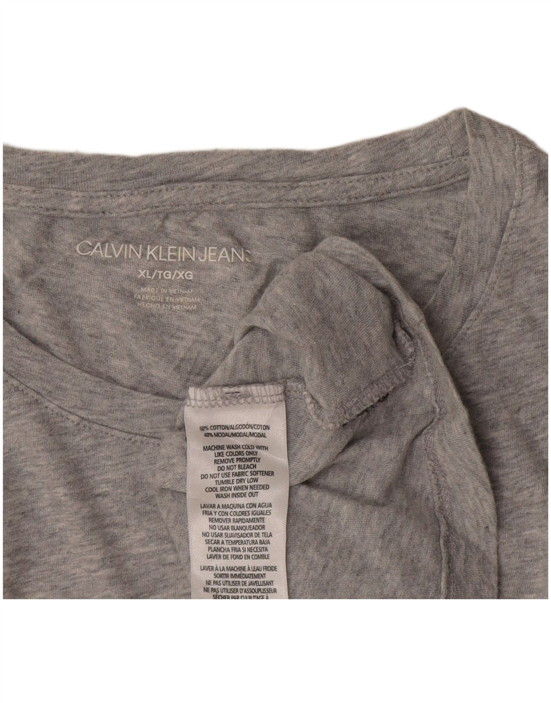 Calvin Klein T-shirt graphique pour femme UK 18 XL Gris Coton