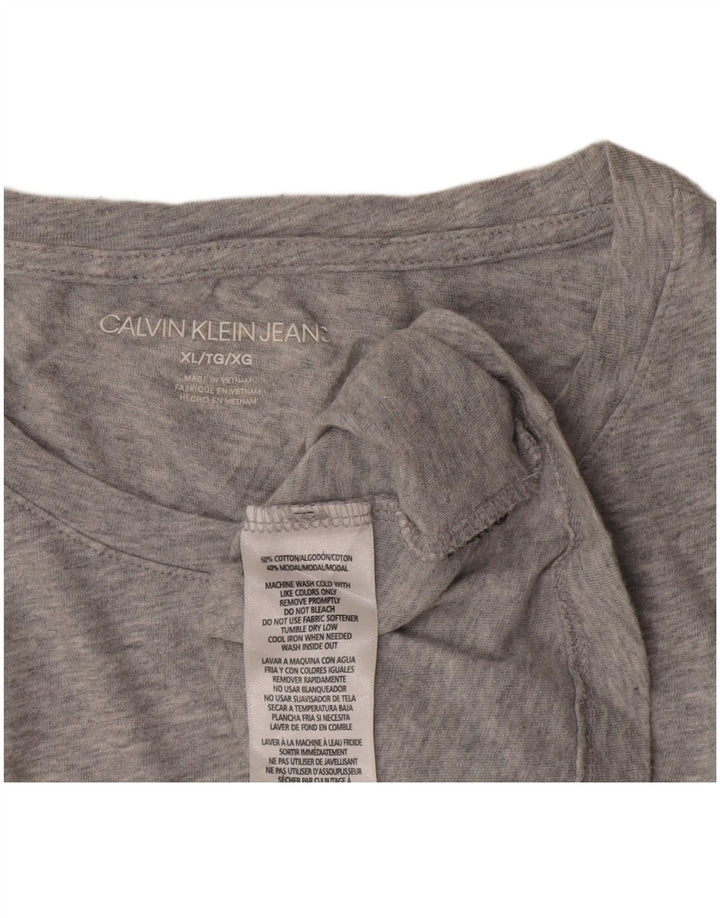 Calvin Klein T-shirt graphique pour femme UK 18 XL Gris Coton