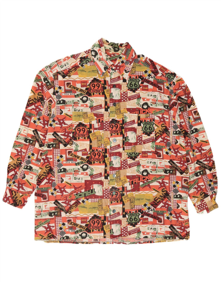 VINTAGE Chemise à motif abstrait pour homme 2XL multicolore