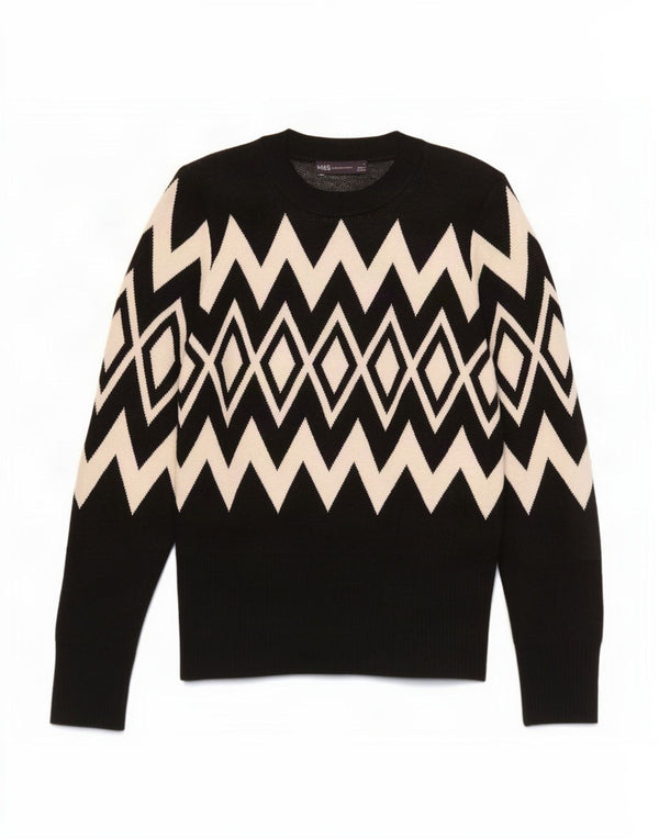 Marks & Spencer Pull à col rond pour femme UK 12 Noir moyen