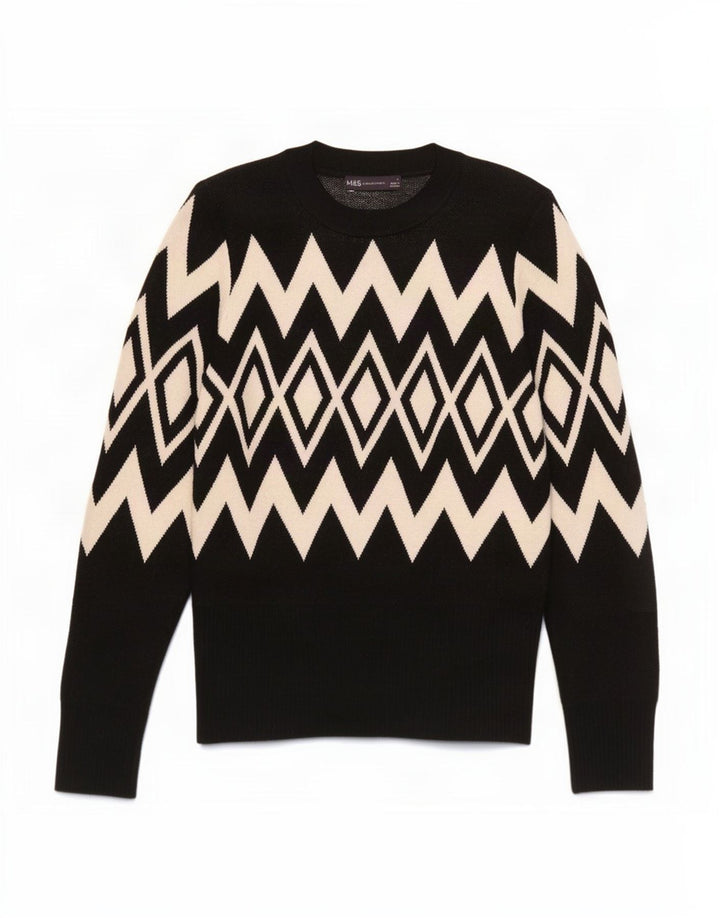 Marks & Spencer Pull à col rond pour femme UK 12 Noir moyen