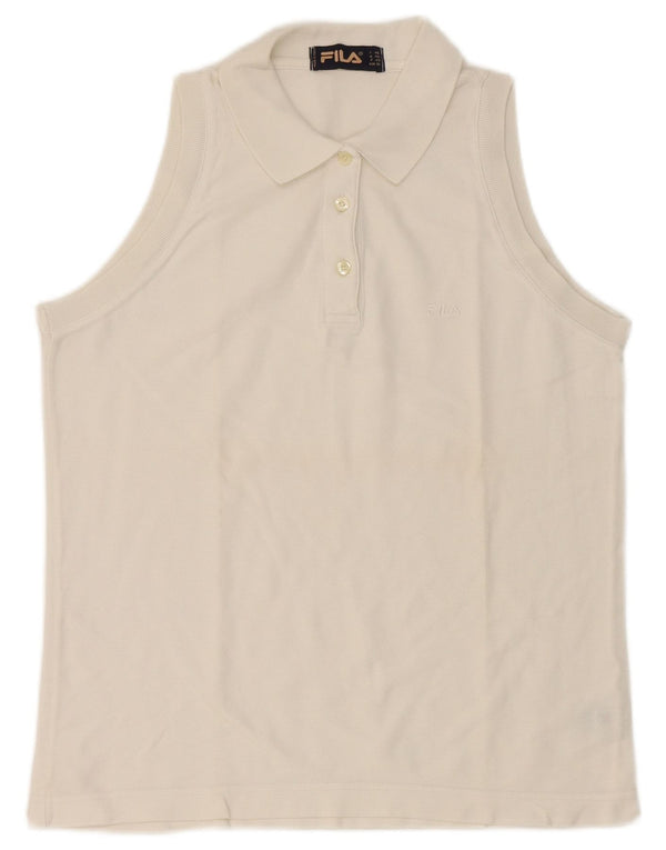 Fila Polo sans manches pour femme US 10 Large Blanc Coton