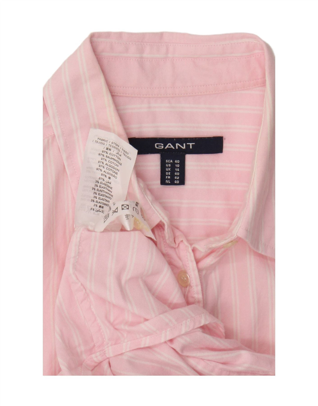 Gant Chemise Femme UK 14 Large Rose Rayé Coton