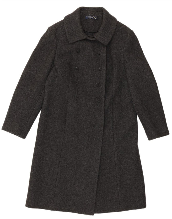 vintage Femme Double Breasted Coat IT 46 Grande laine d’agneau grise