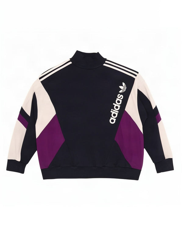 Adidas Sweat-shirt graphique pour femme UK 16 Large Bleu marine Colourblock
