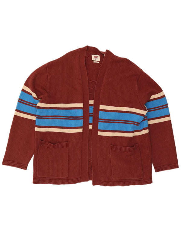 Levi's Pull cardigan ouvert décontracté pour femme UK 18 XL Coton rayé marron