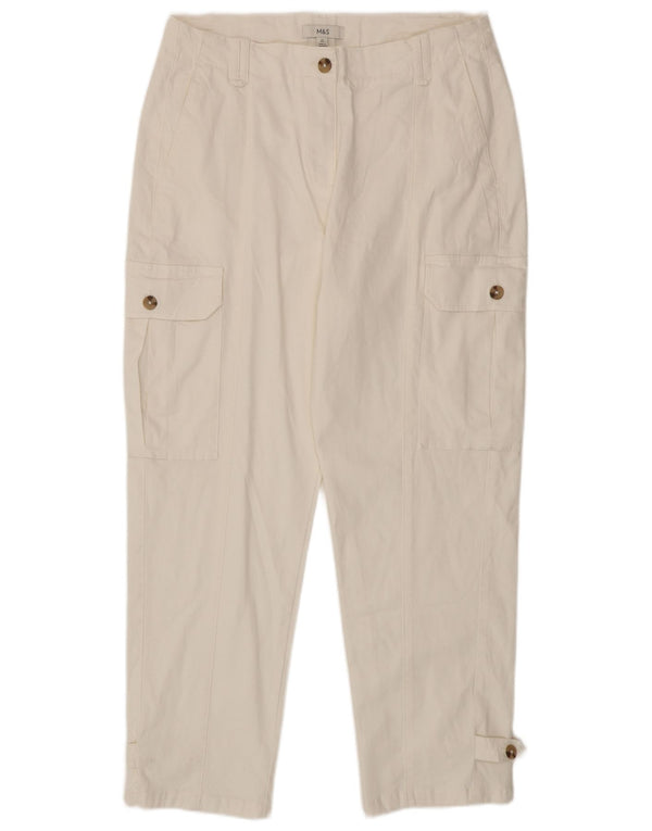 Marks & Spencer Pantalon cargo fuselé pour femme UK 14 Large W34 L28 Blanc