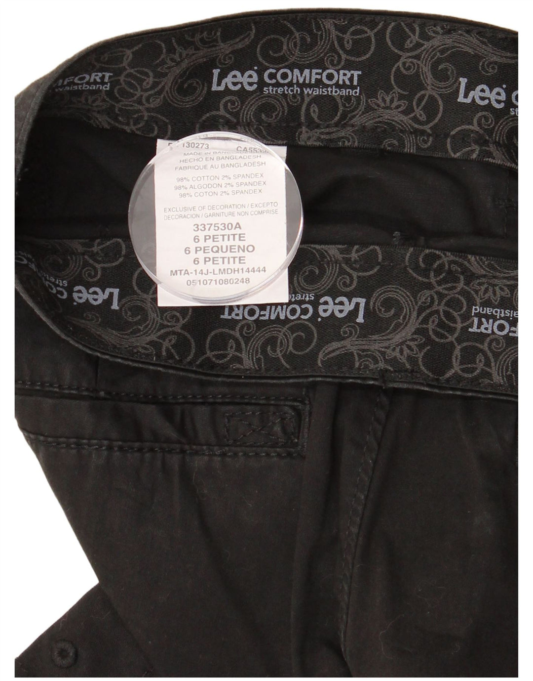 LEE Bermuda Cargo Femme US 6 Medium W30 Coton Noir