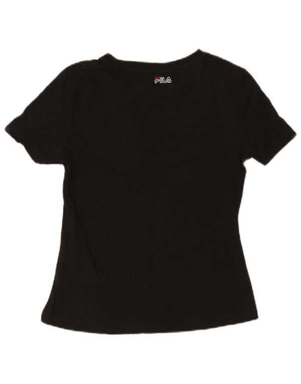 Fila T-shirt graphique pour femme UK 10 Small Noir Coton