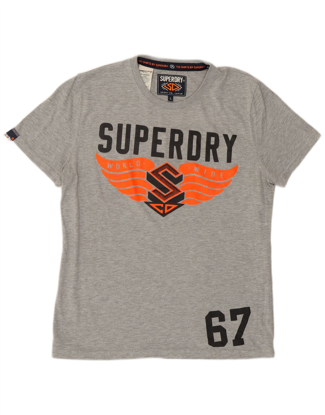 Superdry T-Shirt Graphique Homme Grand Gris Coton